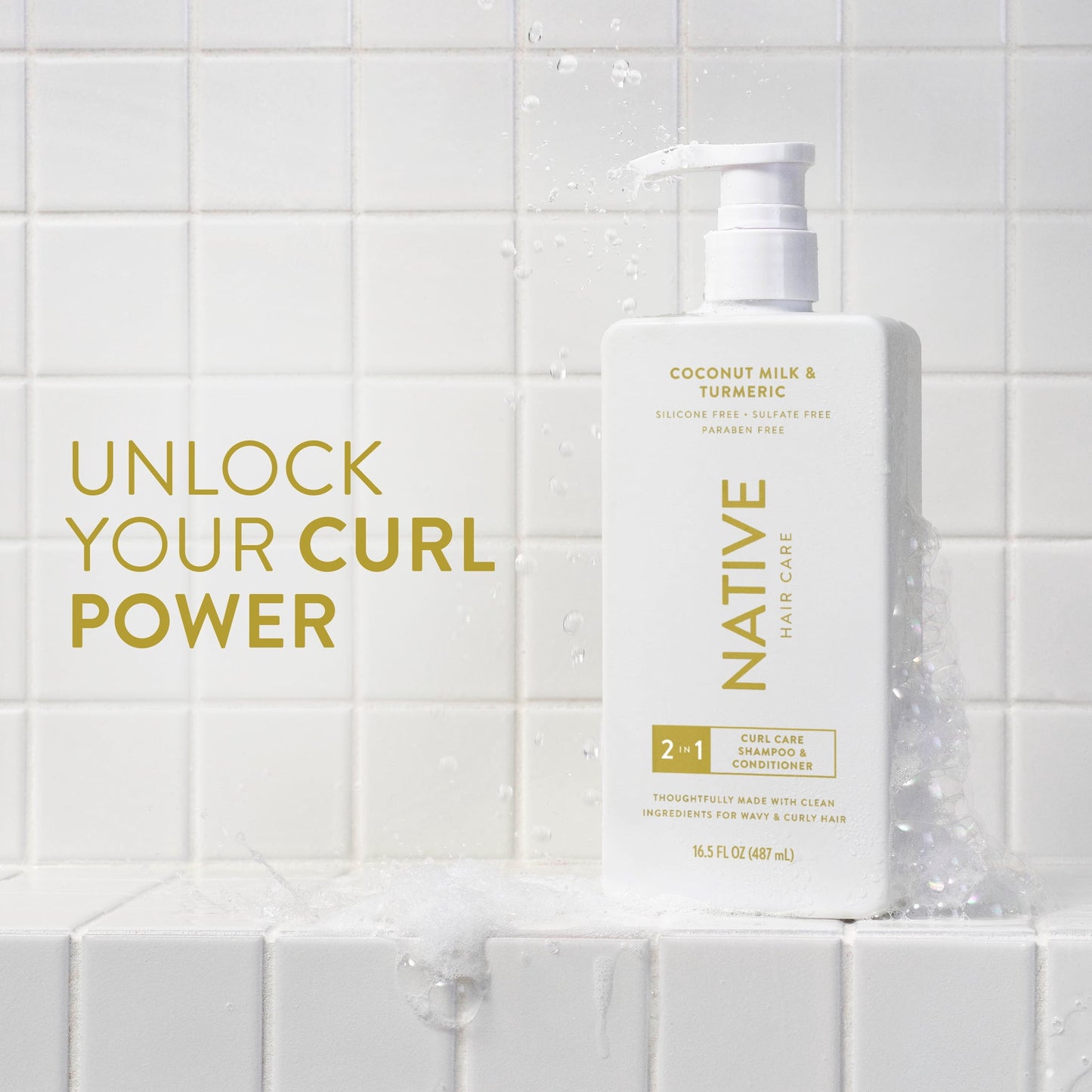 Curl Care 2-In-1 Mens Shampoo and Conditioner Coconut Milk and Turmeric 16.5 Fl Oz