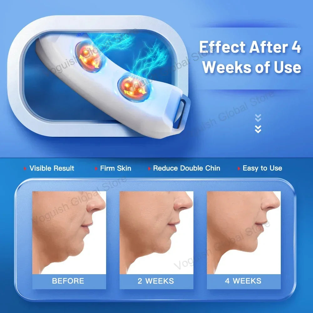 Electric Double Chin Device and V-Face Machine with 8 Modes and 15 Gear Adjustable Intensities - Intelligent Double Chin Machine for V-Face