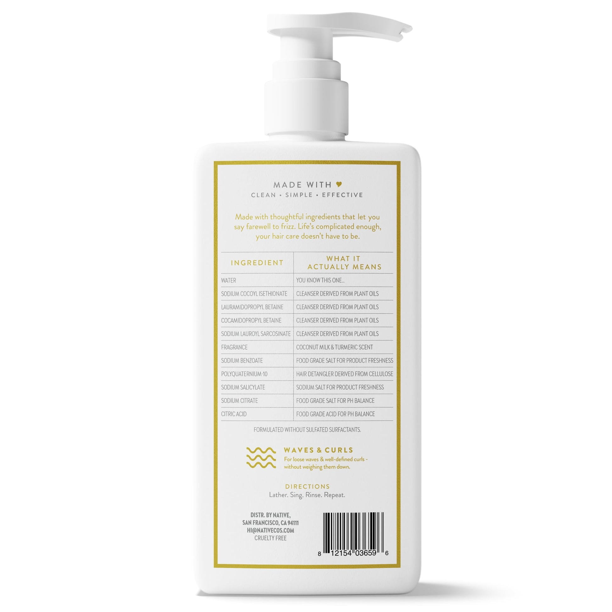 Curl Care 2-In-1 Mens Shampoo and Conditioner Coconut Milk and Turmeric 16.5 Fl Oz